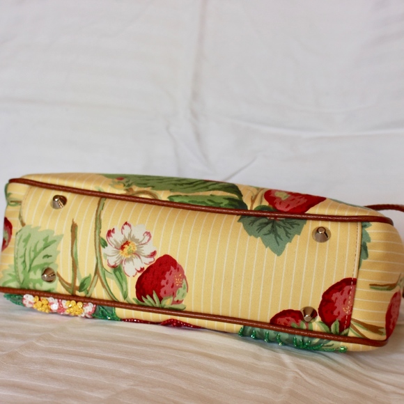 Isabella Fiore Beaded Strawberry Floral Handbag - Picture 6 of 8